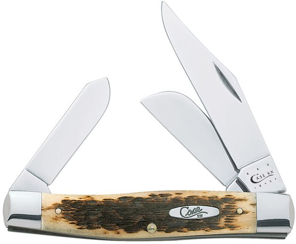 Case Cutlery Large Stockman 3BLD 4 1/4" Amber Bone Knife - Case Cutlery - CLIP POINT/PEN/SHEEPSFOOT