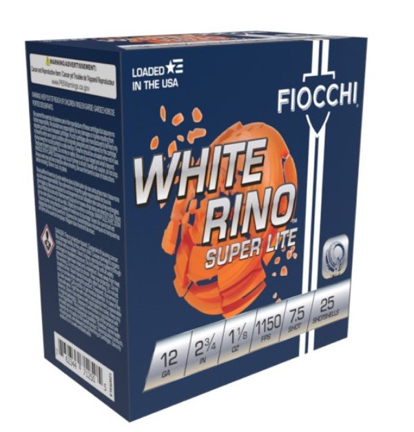Fiocchi White Rino Super Light 12Ga 2.75" #7.5 Lead 25rd Shotshell 12WRSL75 - Fiocchi