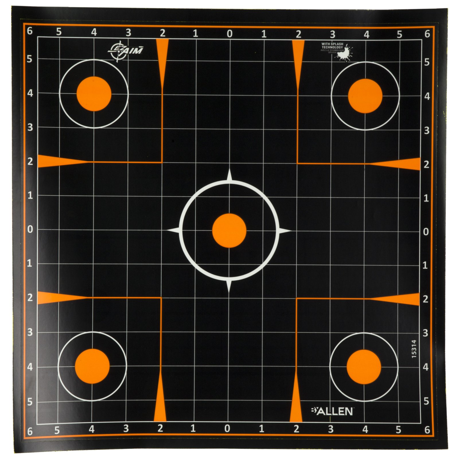 Allen EZ Aim Splash Sight-In Target 12"x12" 10 Pack - Orange/Black Self-Adhesive - Allen Company