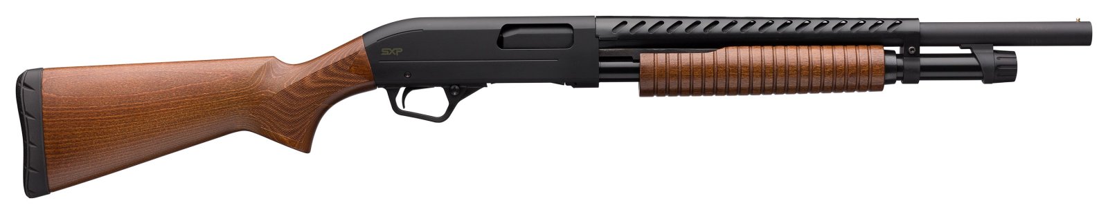 Winchester Super X Pump Trench, 12 Gauge, 5+1 Capacity, 18" Chrome Lined Barrel, Matte Black Finish, Hardwood Stock - Winchester - 12 GAUGE
