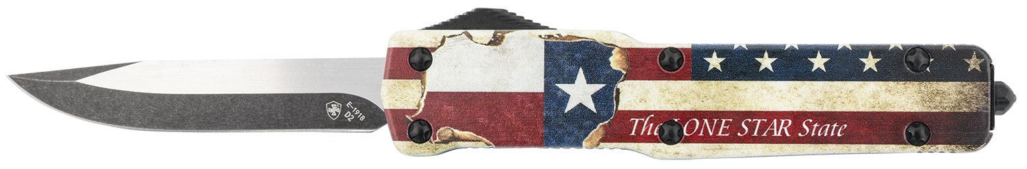 Templar MZTX321 Weighted OTF Knife 3.16" D2 Blade Red/White/Blue Handle - TEMP - DROP POINT