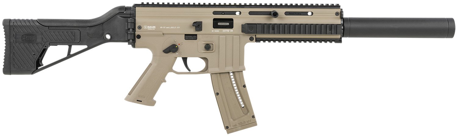 Mauser M-15 SD 22 LR Rifle 16.5 in Barrel Flat Dark Earth 22 Round Capacity - BLS Supply - 22 LR