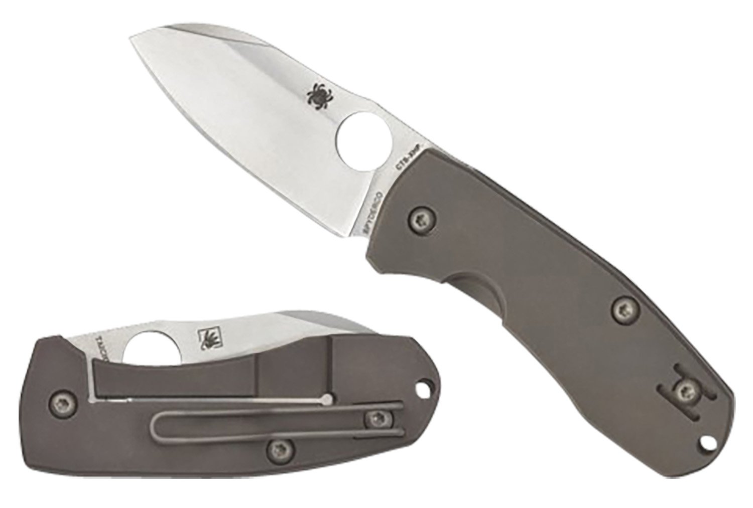 Spyderco C158TIP2 Techno 2 2.52" CTS XHP Blade Titanium Handle Knife