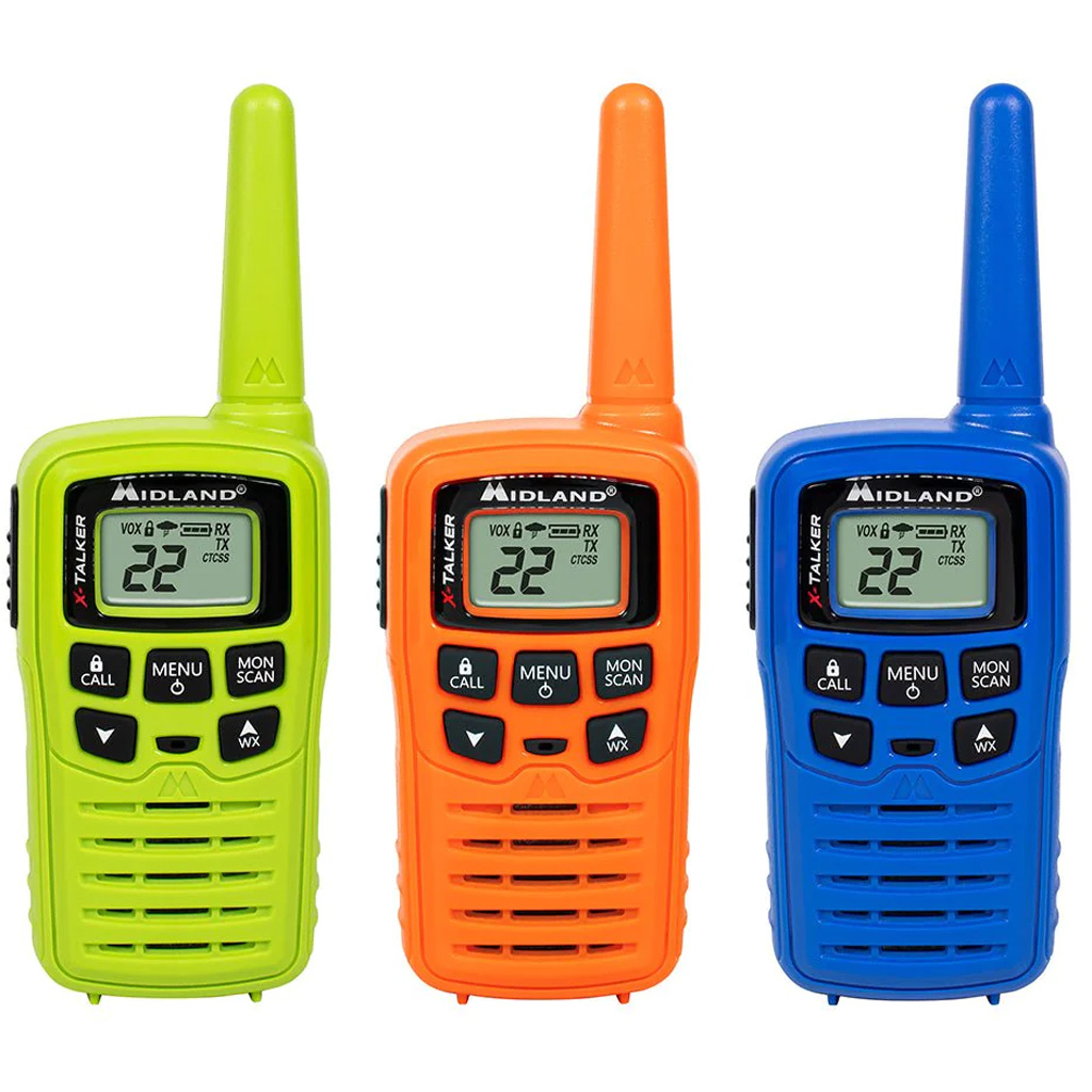 Midland X-Talker T10 Two-Way Radio, 22 Channels, 20-Mile Range, 3-Pack