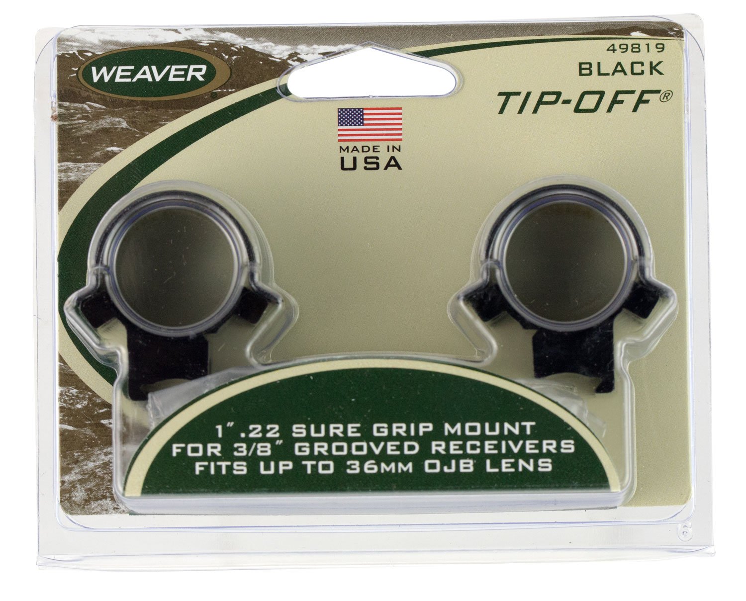Weaver 49819 Tip-Off Rings Medium Black 1 in 3/8 in Dovetail