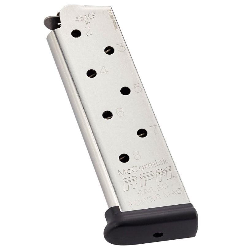 Buy Chip McCormick 1911 Railed Power Magazine 45 ACP 8 Round Stainless online
