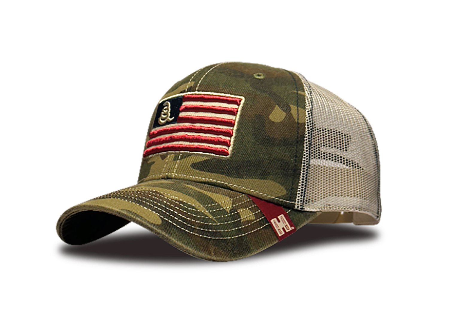 Hornady Gear 33300 Trucker Camo American Flag Patch - HDESIGN