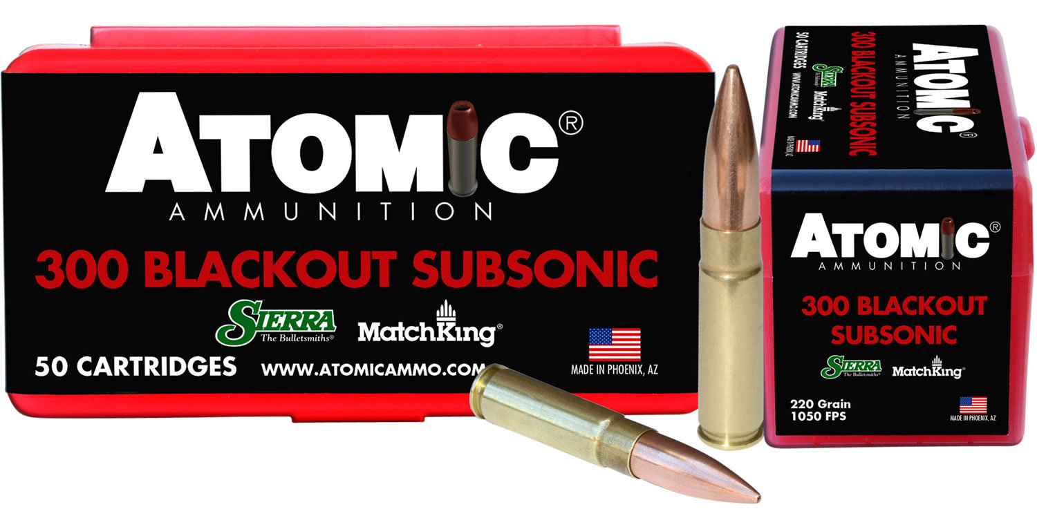 Atomic Ammunition 00465 .300 Blackout Subsonic 220gr HPBT 50 Rounds - Atomic Ammunition - HOLLOW POINT BOAT TAIL