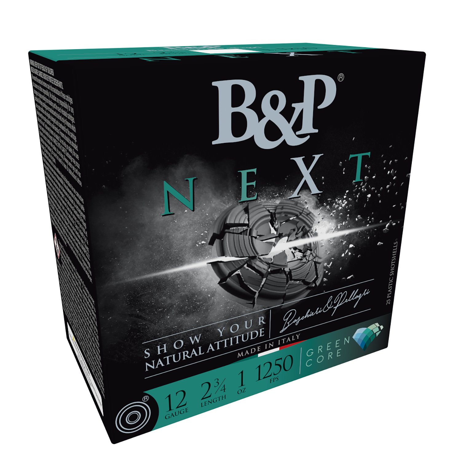 B&P 12B1NX8 12 Gauge 2.75" 1oz #8 Shot 1250fps 25 Rounds - Baschieri & Pellagri - 12 Gauge