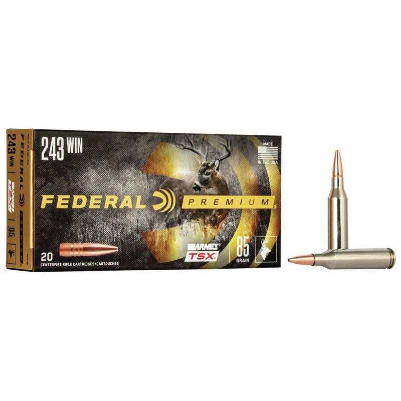 Federal P243K Premium 243 Win 85 gr Barnes TSX 20 Per Box/ 10 Cs - Federal Premium Ammunition - BARNES TSX