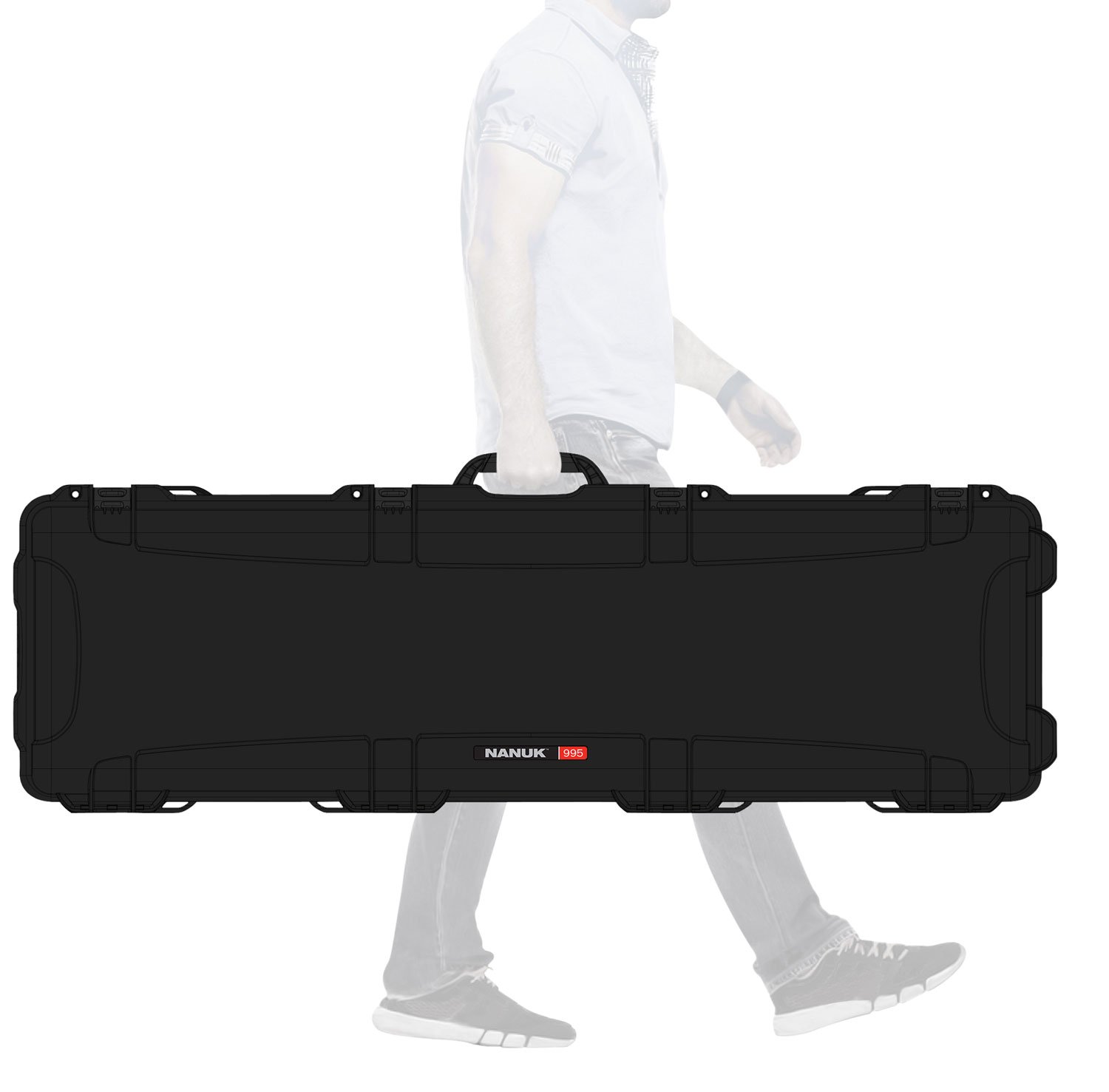 Nanuk 9951001 52" Black Waterproof Hard Case with Foam Padding and Wheels