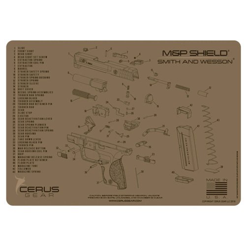 Cerus Gear M&P Shield Schematic Promat Coyote Tan 12x17 Cleaning Mat - Cerus Gear