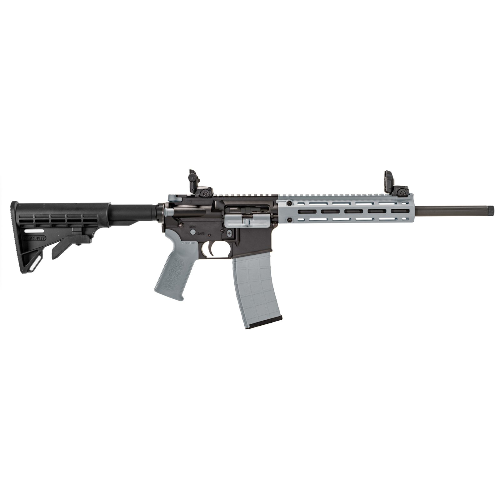 Tippmann M4-22 LTE Accent Semi-Auto Rifle - 22LR, 16" Threaded Barrel, Matte Black/Gray, Composite Handguard, Flip Sights, Collapsible Stock, 25Rnd - Tippmann - .22LR