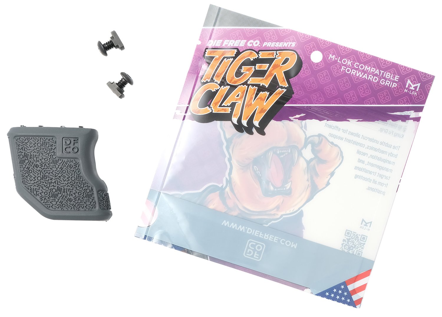 Die Free TCMLOKGRY Tiger Claw Gray Nylon 10 deg Angled Fore Grip