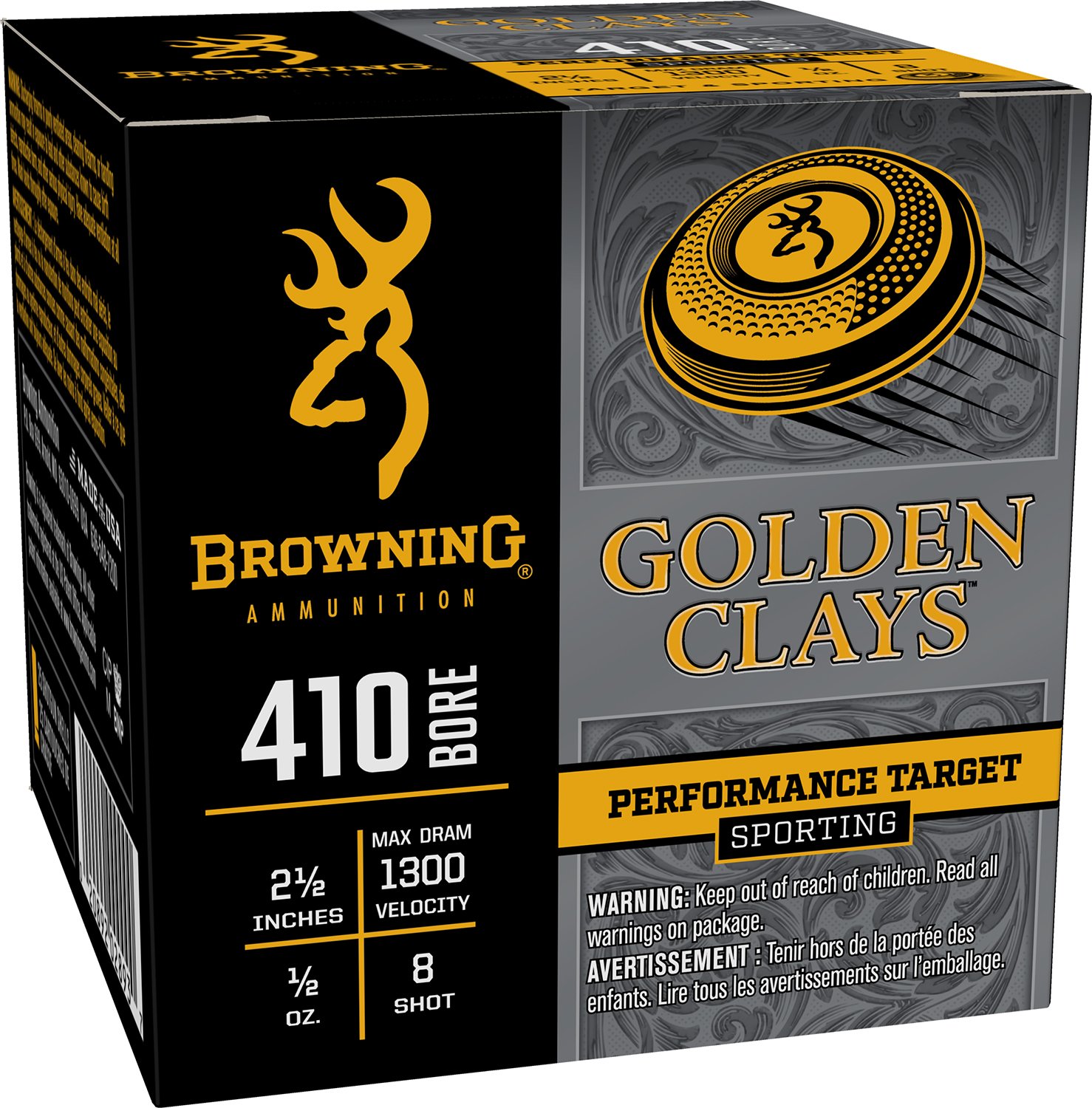 Browning Ammo BGC418 Golden Clays 410Bore 2.50" 1/2oz 8Shot 25 Per Box/10 Case - Browning - .410 BORE