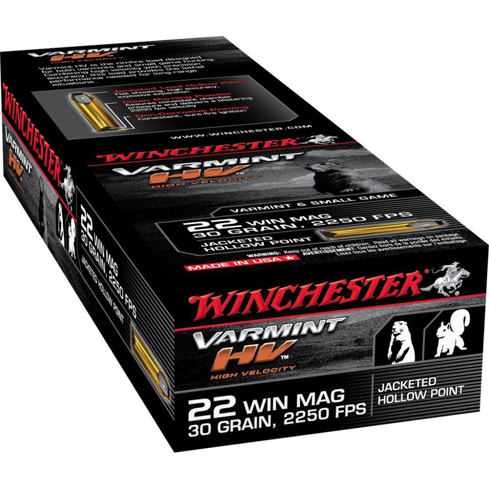 Winchester S22M2 22 WMR 30gr Jacketed Hollow Point 50 Rounds Box - Winchester - JACKETED HOLLOW POINT