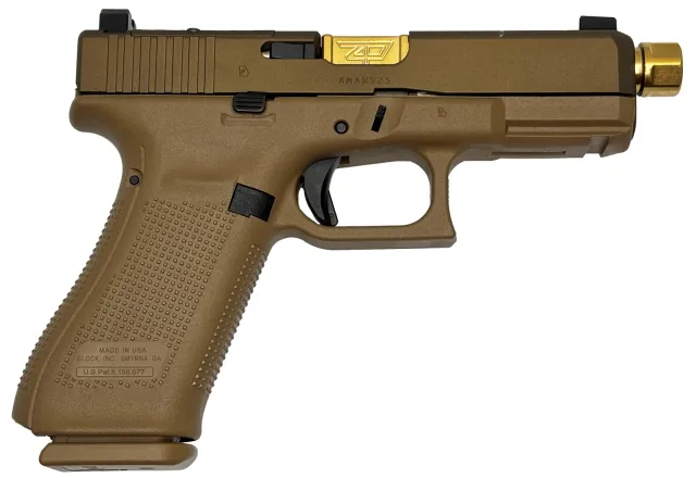 Shark Coast Customs Glock 19XV 9mm Gold Barrel Suppressor Height Sights