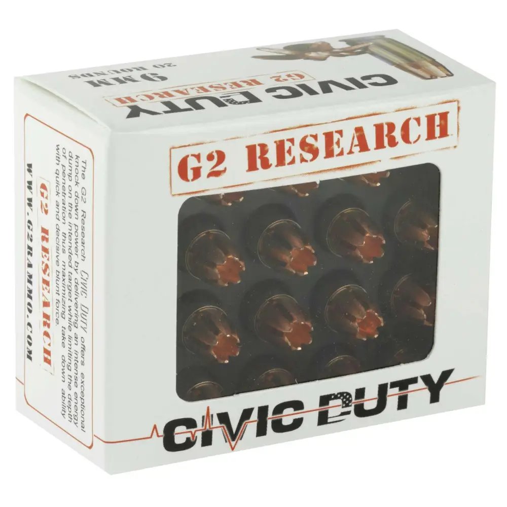 G2 Research Civic Duty 9mm Luger 100gr Copper Expansion Projectile