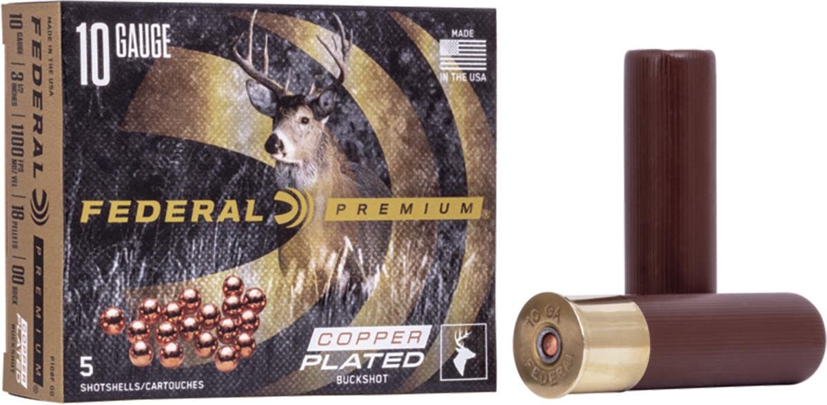 Federal 10ga 3.5" 18 Pellets 00 Buckshot Shotshell 5 Rounds P108F00 - Federal Premium Ammunition - 10