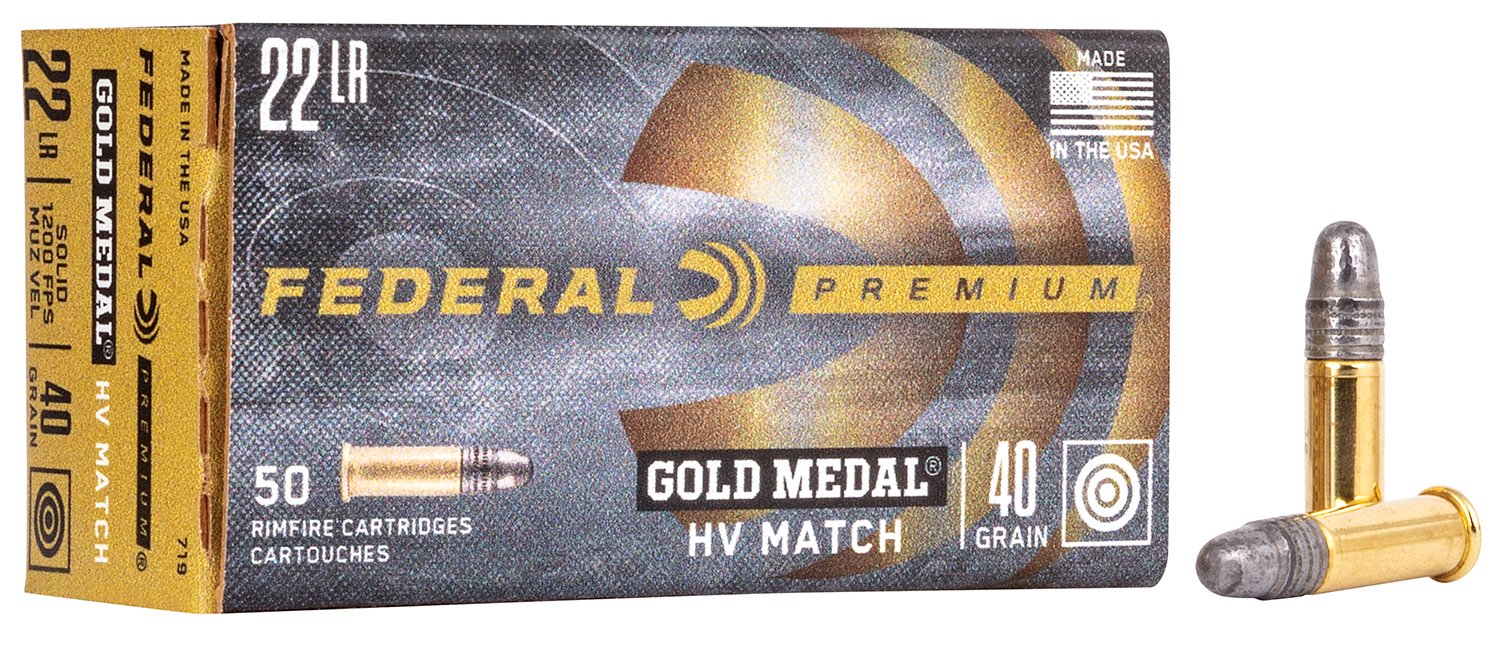 Federal Ammunition Gold Medal HV Match .22 LR 40 gr Solid 50 Rounds
