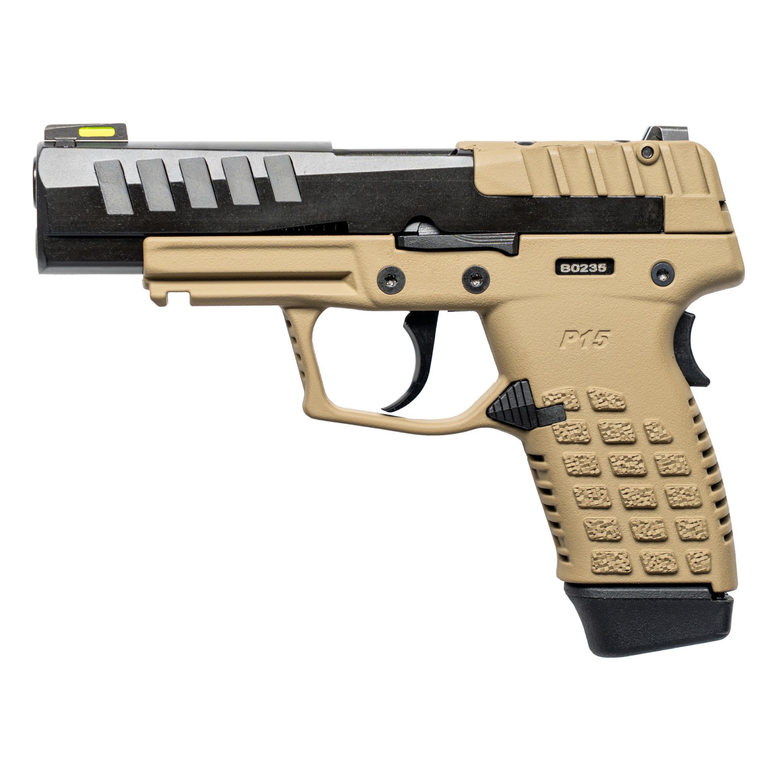 Buy Kel-Tec CA Compliant P15 Handgun 9mm Luger 10rd Magazine 4 Barrel Black Slide/Tan Grip online