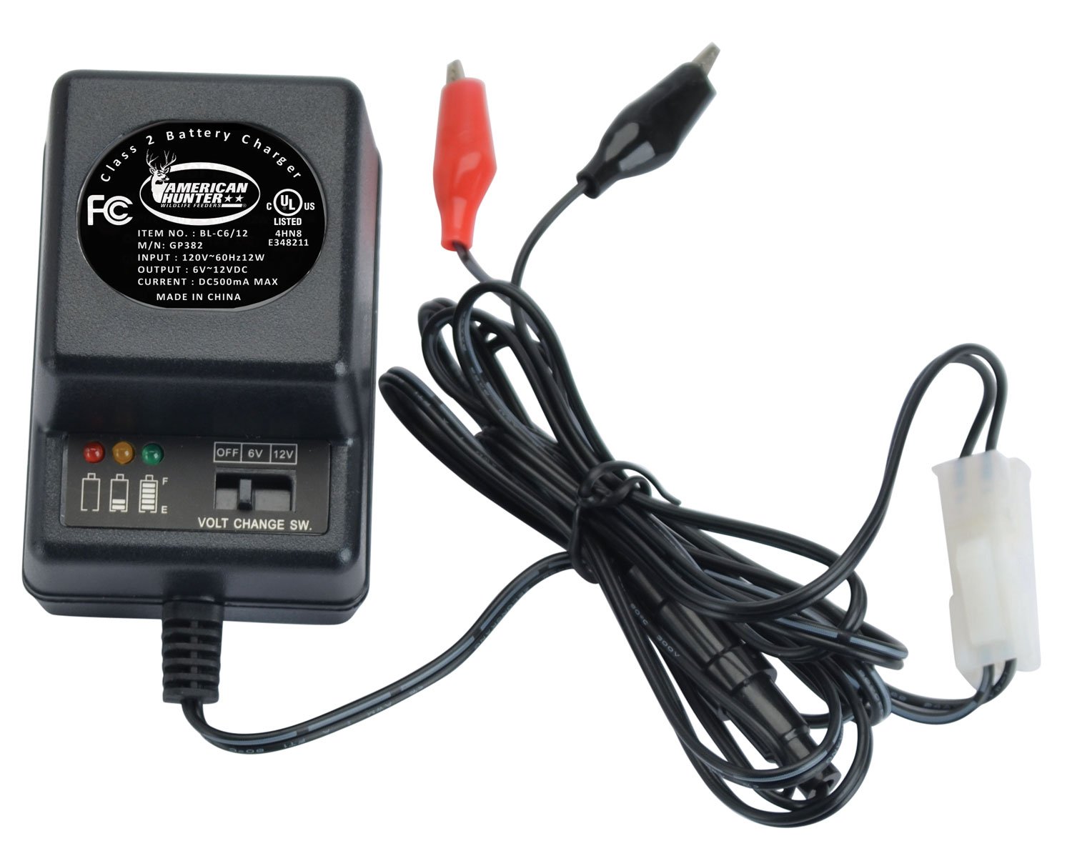 American Hunter BL-C6/12 Battery Charger 6/12V 500mA DC Output - GSM Outdoors - CHARGE/POWER