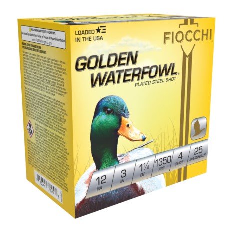 Fiocchi Golden Waterfowl 12Ga 3in #4 25rd Box Shotshells (123SGW4)