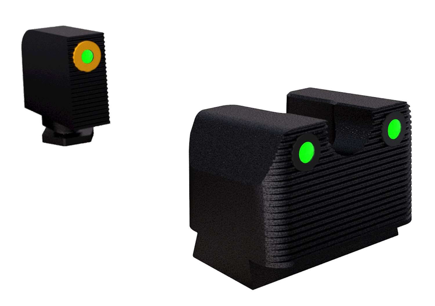 RIVAL ARMS Tritium Grn Rear/Grn w/Orng Front Night Sights for Glock 17/19 - Rival Arms - STEEL