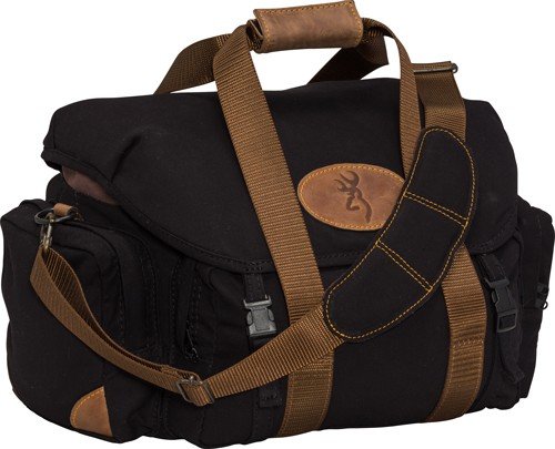 Browning Lona Canvas/Leather Range Bag 19"Wx11.5"Hx13"D Black/Brown
