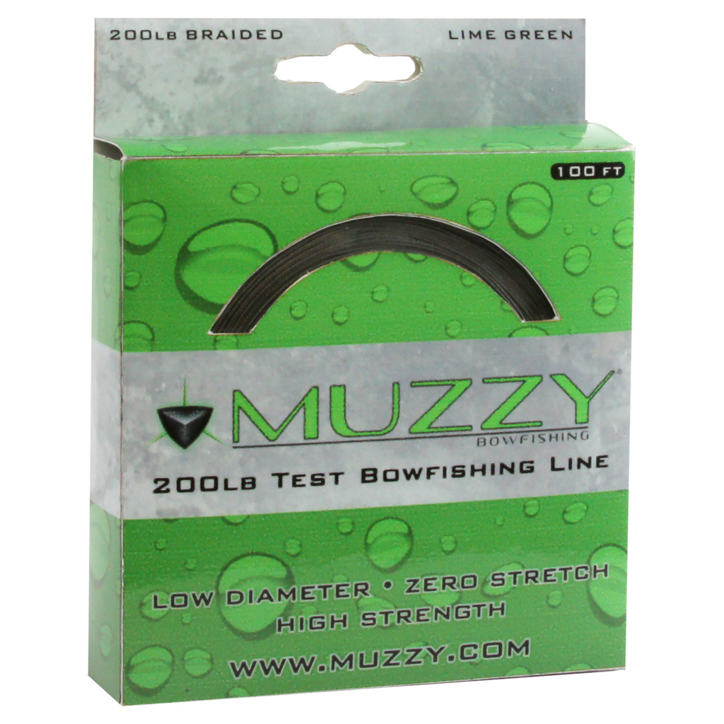 Muzzy Lime Green Braided Bowfishing Line, 200lb Strength, 100ft Spool