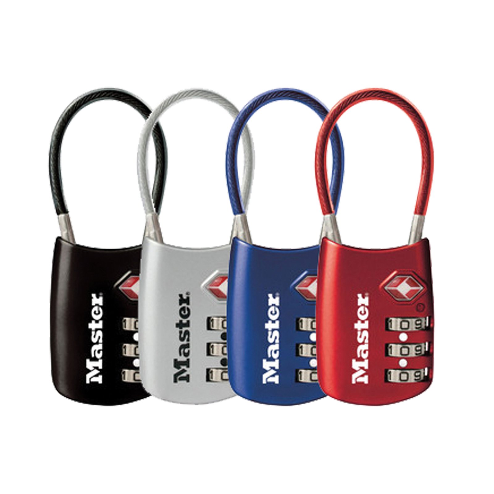 MasterLock One Flexible Combination Shackle Lock Assorted Blue Red Silver
