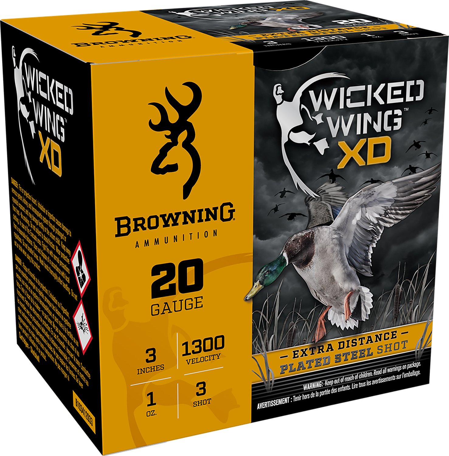 Browning Wicked Wing XD 20 Gauge 3 in 1 oz #3 Shot 1300 fps Ammo - Browning - 20 Gauge