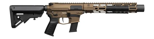 CMMG 45AEA92-MB Banshee MkG 45 ACP 13+1 6.50" Black Nitride Threaded Barrel, Midnight Bronze Cerakote Aluminum Receiver w/Picatinny Rail, M-LOK Handguard; Black Polymer B5 Bravo Stock, CMMG Zeroed Gri - CMMG - 45 ACP for sale at TheGunDock