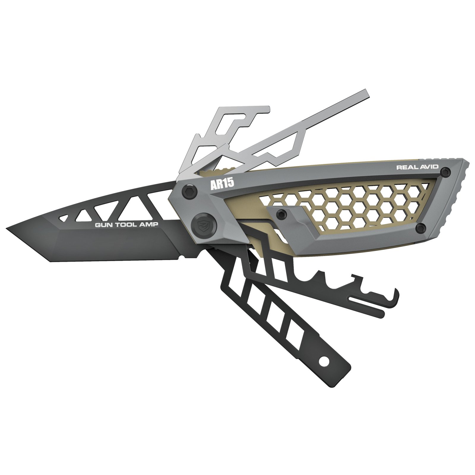 Real Avid AVGTAMPAR Gun Tool AMP-AR Gray/OD Steel Multi-tool AR-15 - Real Avid