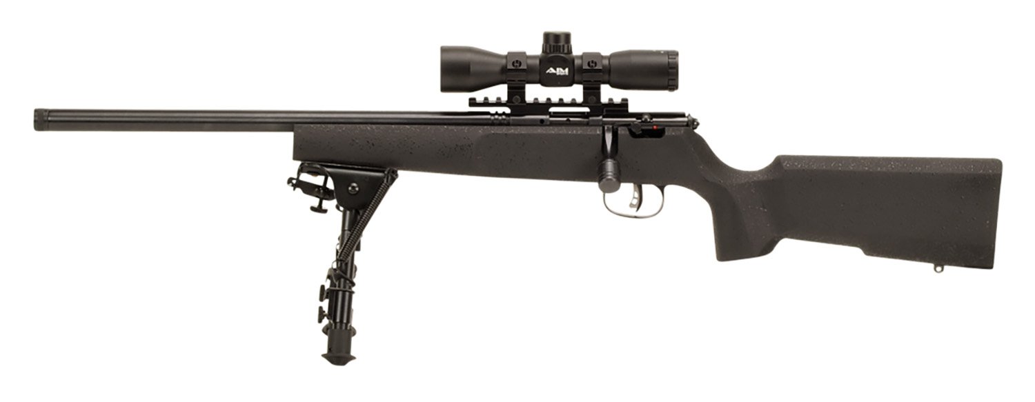 Savage Arms 13836 Rascal Target XP 22 LR Caliber 16.12" Barrel Matte Blued Metal Finish Matte Black Synthetic Stock Left Hand Youth 4x32mm Scope Bipod