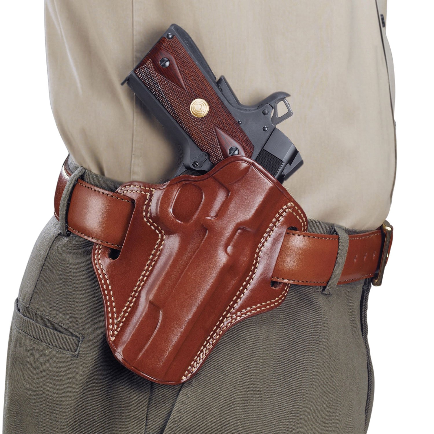 Galco CM800 Tan Leather Belt Holster for Glock 43/43X, Right Hand 1.75"