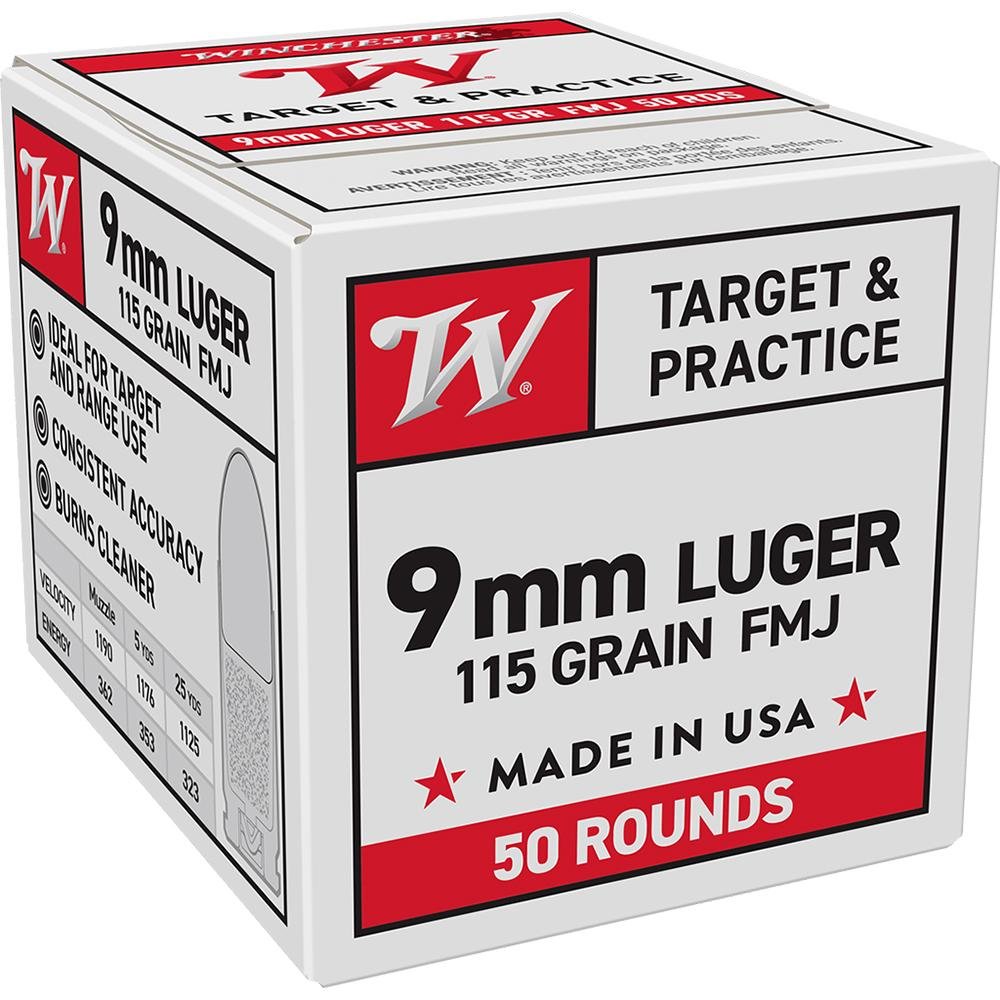 Winchester Ammo W9MM50 9mmLuger 115gr Full Metal Jacket 50 Per Box/20 Case - Winchester - FULL METAL JACKET