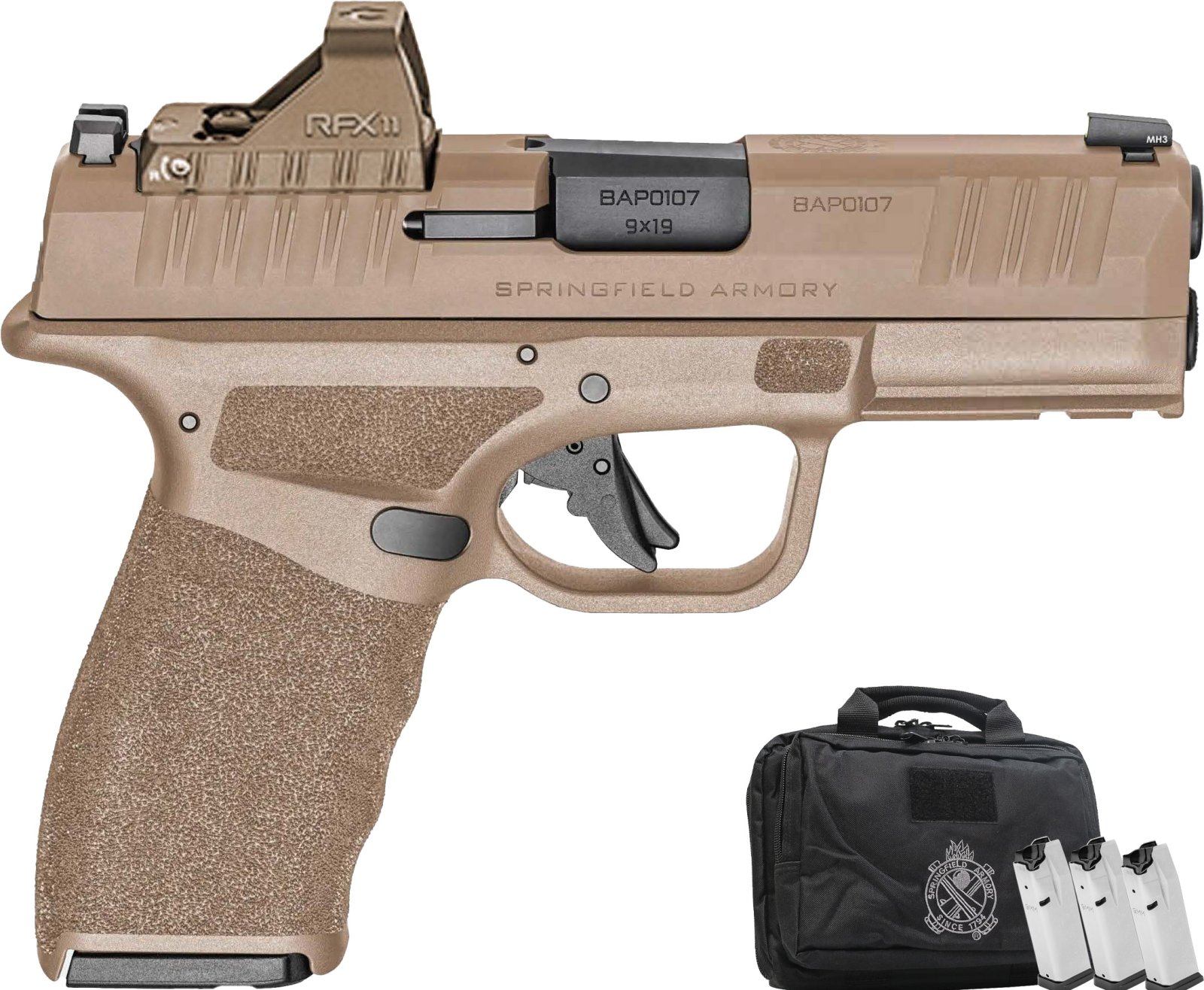 Springfield Armory USA Hellcat 9mm Luger 15+1 and 17+1 3.700 Brown Polymer