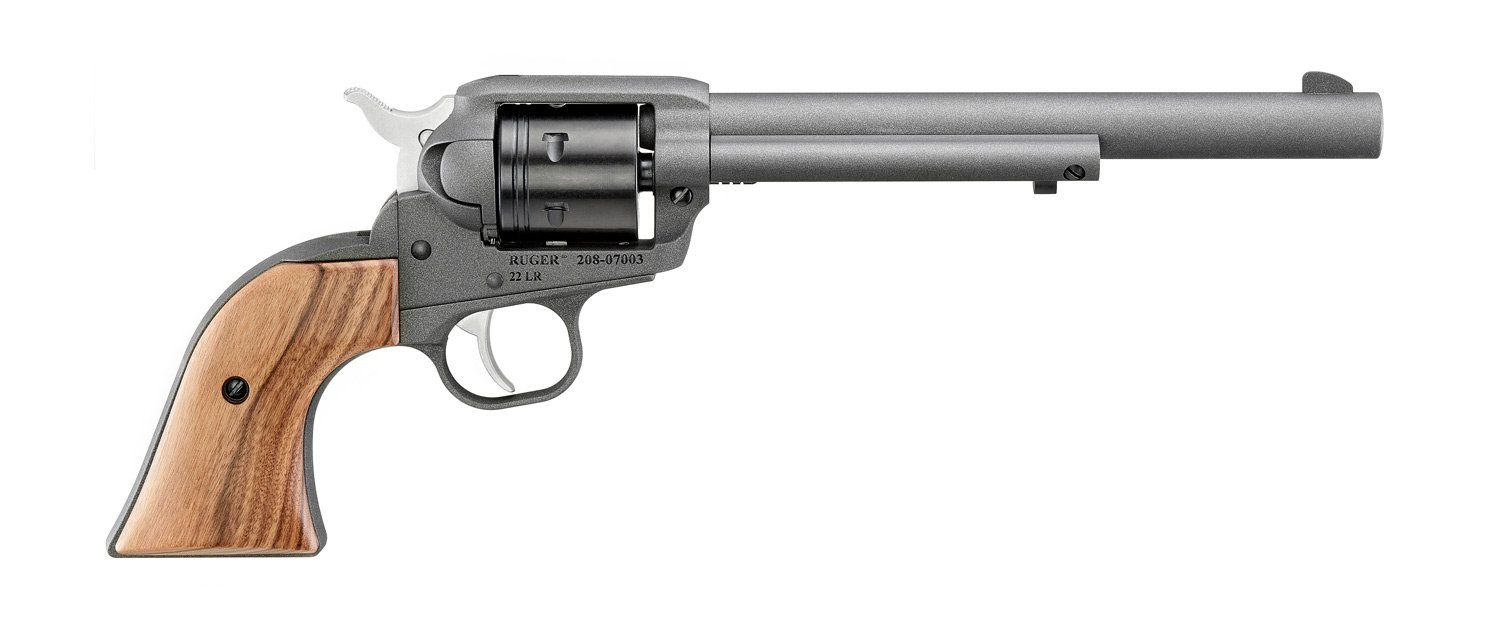 Ruger 2058 Wrangler Revolver, 22 LR, 7.5" Barrel, Cobalt Cerakote, Hardwood Grip, DeSantis Wild Hog Holster Included - Ruger - 22 LR