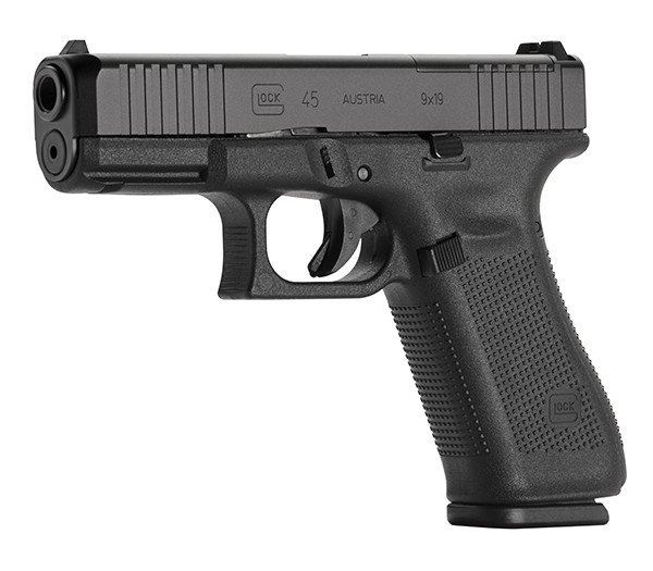 Glock G45/MOS 9mm Pistol - Compact Slide, Full-Size Frame, Gen5 Model, MOS Configuration, nDLC Finish