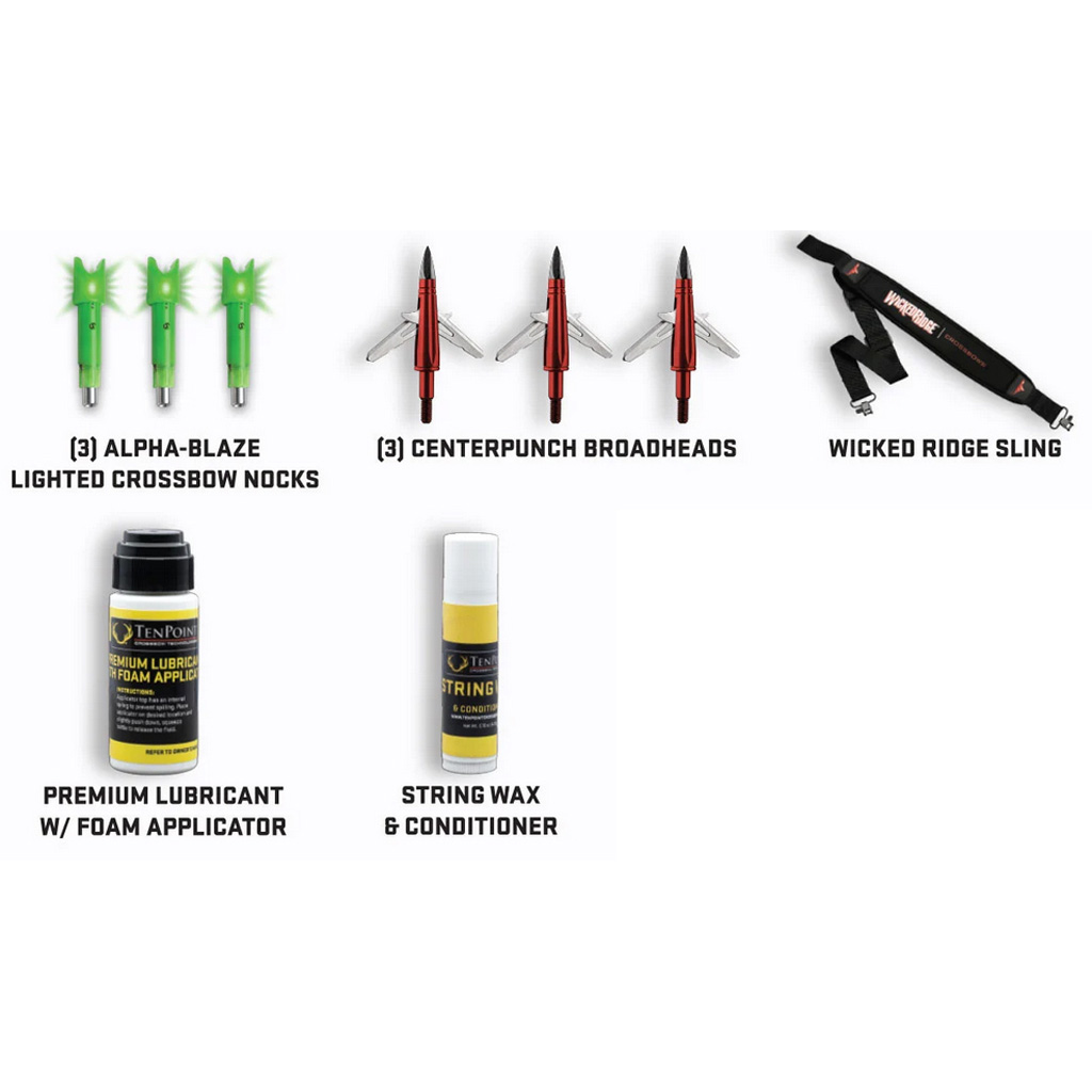 Wicked Ridge WRA1125 Accessory Kit: Nocks, Broadheads, Sling, Lubricant