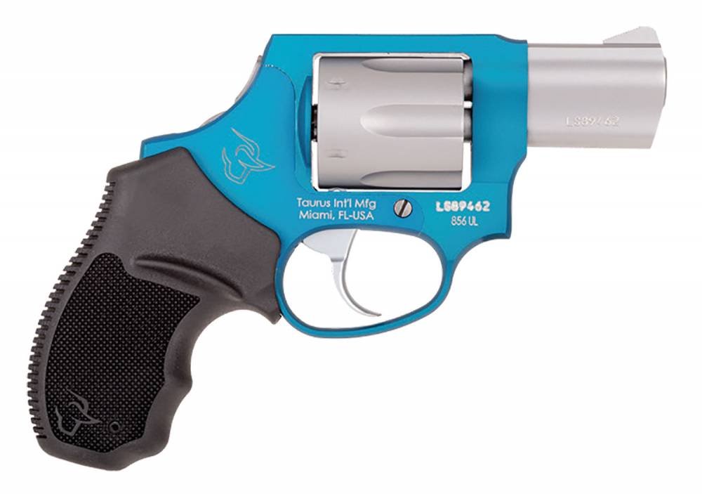Taurus 2856029ULCH09 856 Ultra-Lite 38 Spl + P 6 Round 2" Matte Stainless/Azure, Black Rubber Grip