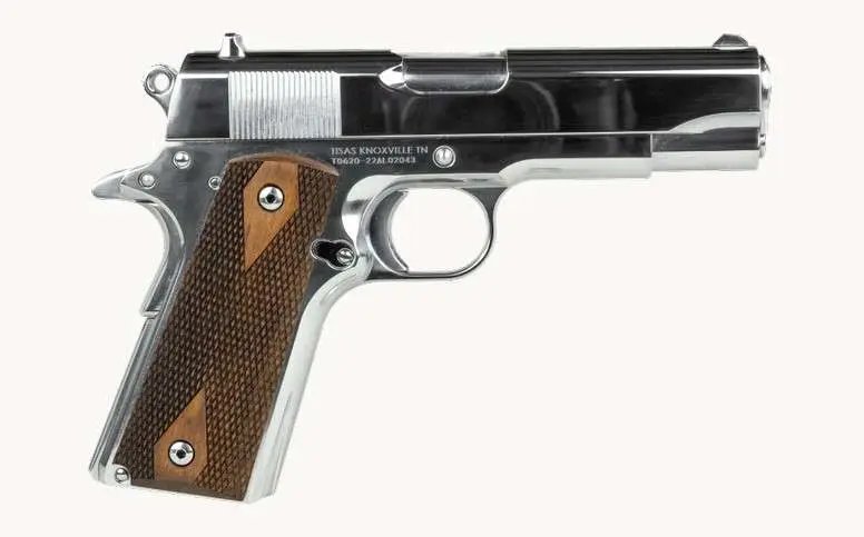 Tisas 1911 Desperado, Dual Caliber 9mm/.38 Super, 4.25" Barrel, High-Polished Chrome, Turkish Walnut Grips, Colt 70 Series Internals