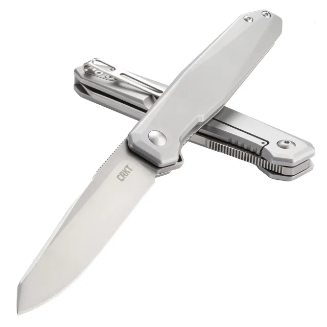 CRKT K230XXP Facet 3.37" D2 Steel Sheepsfoot Folding Knife, Stainless Handle