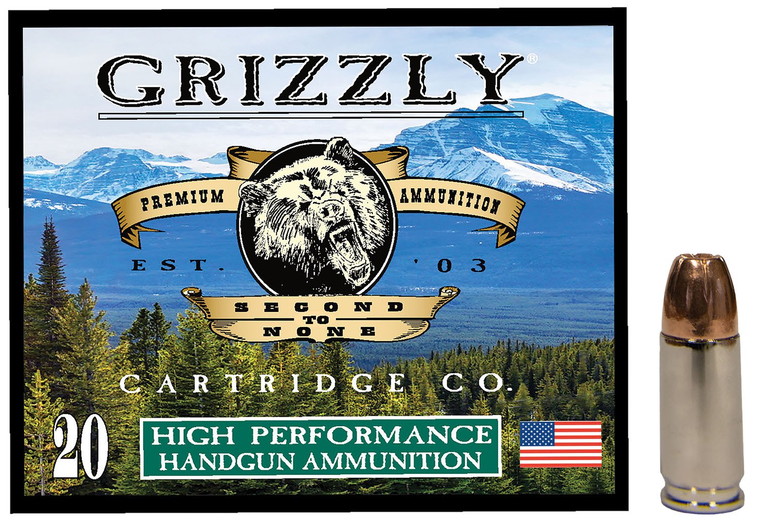 Grizzly GC9MM1 9mm 115gr JHP Ammo, 1250 fps, 20/Box - GRIZZLY - 9mm Luger (9x19 Parabellum)