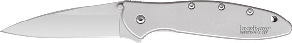 Kershaw Leek 1660 Fine Edge Knife: 3in 14C28N Drop Point Blade, 410 Stainless Steel Handle, SpeedSafe Opening - Kershaw - DROP POINT