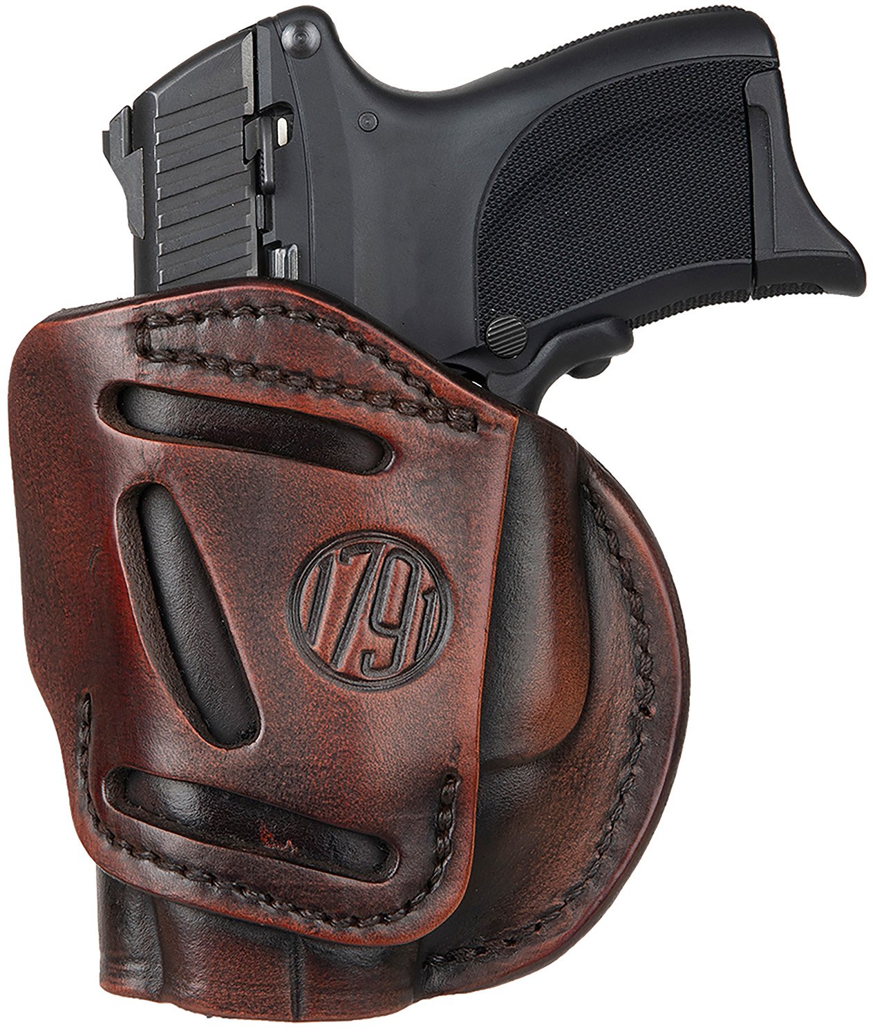 1791 Gunleather 4WH-3-VTG-R 4-Way Holster Vintage Brown RH Size 3 - 1791 Gunleather - VINTAGE
