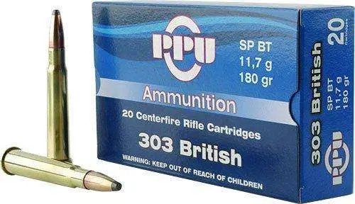 PPU PP303S2 Standard Rifle 303British 180gr Soft Point Boat Tail 20 Per... - Prvi Partizan - 303 British