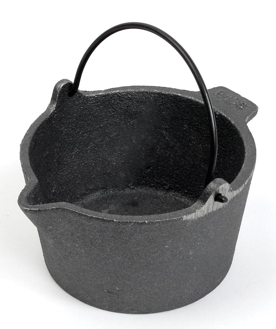 Cast Iron Pot 10lb Capacity Flat Bottom Bail Handle Pouring Spout Tab Lifter