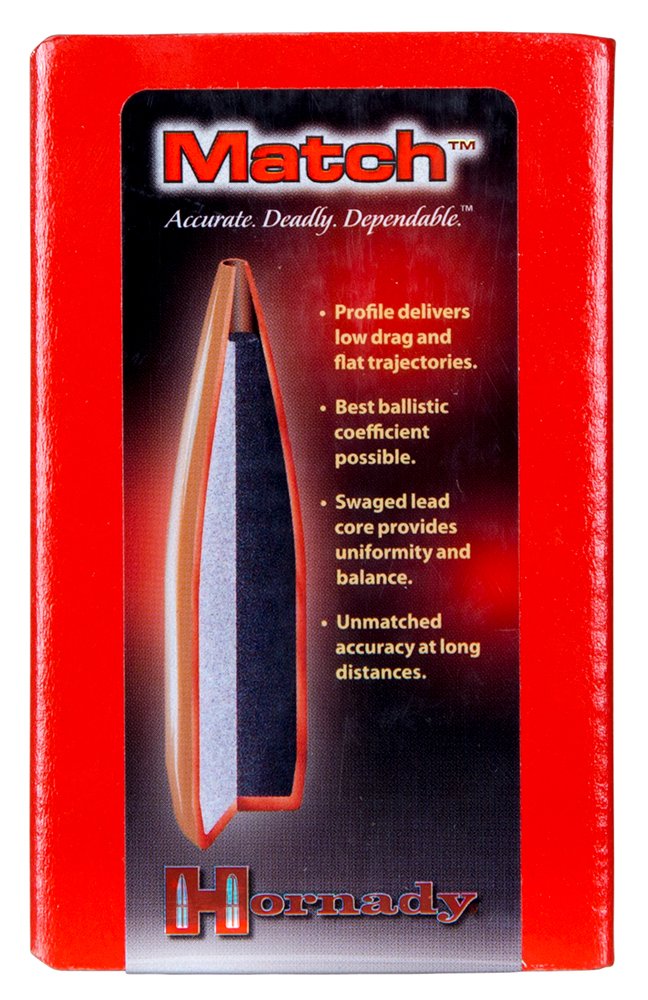 Hornady 3039 Match Target 30 Cal .308 155gr HPBTM - Ballistic Coefficient .405, Sectional Density .233 - 100/Box - Horn Hunter - 30 Caliber
